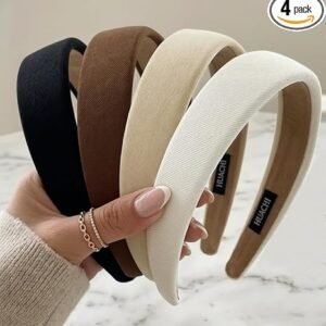 Huachi Headbands for Women Non Slip Trendy Headbands for Women’s Hair 1 inch Wide, Fall Head Bands Cute Headband for Girls Elastic Hair Bands for Womens Fashion Accessories Gifts 4PCS