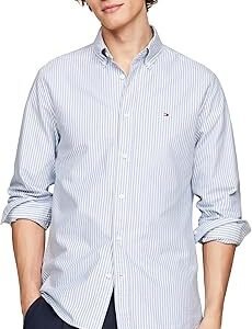 Tommy Hilfiger Men's Long Sleeve Oxford Shirts in Regular Fit, Men's Button Down Shirts, Also Available in Big and Tall