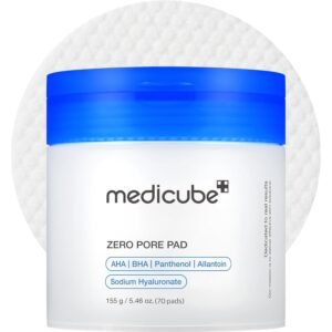 medicube Toner Pads Zero Pore Pad 2.0 | Dual-Textured Facial Pad for Exfoliation and Pore Care with 4.5% AHA Lactic Acid, 0.45% BHA Salicylic Acid | Ideal for All, Korean Skin Care, 70 Pads (1 Pack