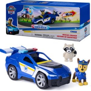 Paw Patrol: Search & Rescue, Chase Rescue Cruiser Vehicle with 2 Figures, Police Car Toy with Pull-Back Action, Kids Toys for Boys & Girls Ages 3+
